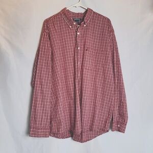 Aeropostale Men's Button Down Red White Plaid Shirt Size XL